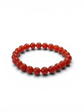Ash & Sea Red Carnelian Beaded Bracelet 8mm Gemstone Healing Jewelry